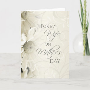 Carte de fête des mères de fleurs blanches pour le
