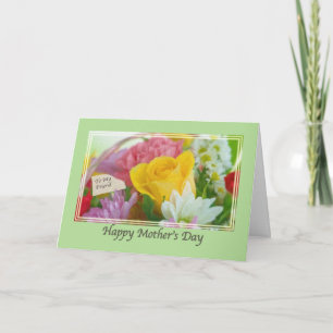 Carte de fête des mères de l'ami avec fleurs