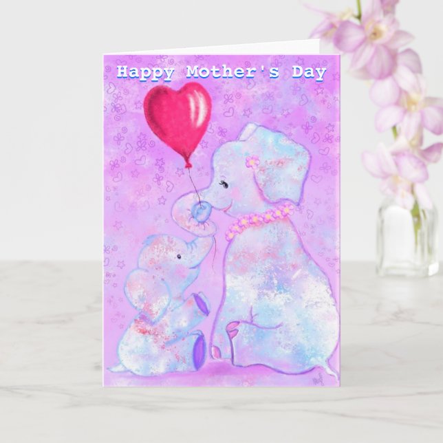 Carte de fête des mères de maman et de bébé élépha (Orchidée)