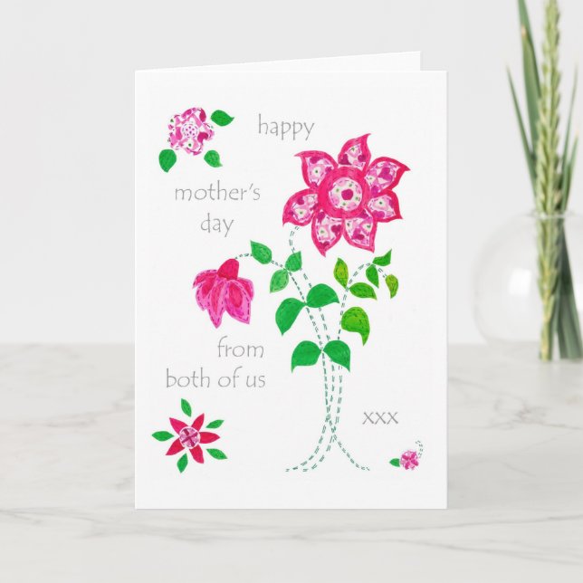 Carte de Fête des Mères de nous deux - Fleurs rose (Devant)