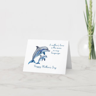 Carte de Fête des Mères Dolphin Animal Maman et Ba