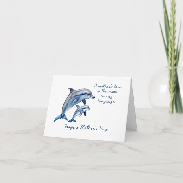 Carte de Fête des Mères Dolphin Animal Maman et Ba (Devant)