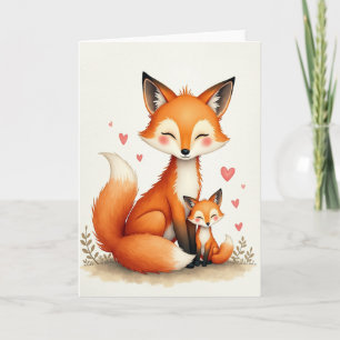 Carte de fête des mères douce vulpine
