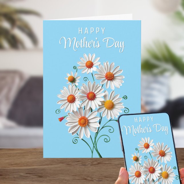 Carte de fête des mères en quilling à motif de mar (A pretty bouquet of daisies to send to your mom this Mother's Day! Just add your message)