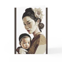 Carte de fête des mères et des bébés asiatiques