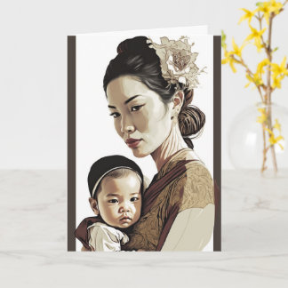 Carte de fête des mères et des bébés asiatiques
