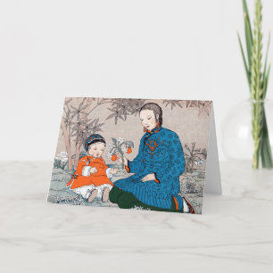 Carte de fête des mères et des enfants asiatiques