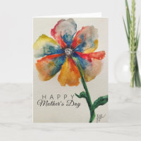 Carte de fête des mères Fleur abstraite Rainbow Br