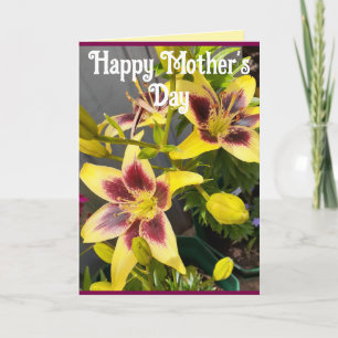 Carte de Fête des Mères Fleur de lis lis jaune