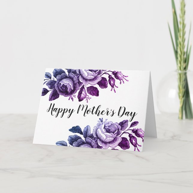 Carte de fête des mères florale douce (Devant)