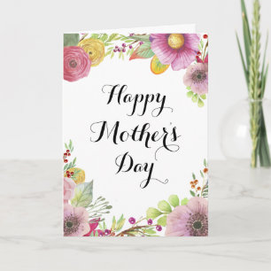 Carte de Fête des Mères Florales Aquarelle