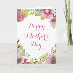 Carte de Fête des Mères Florales Aquarelle