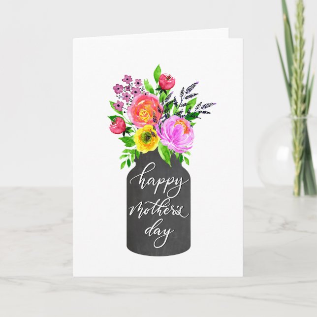 Carte de Fête des Mères Florales Aquarelle (Devant)
