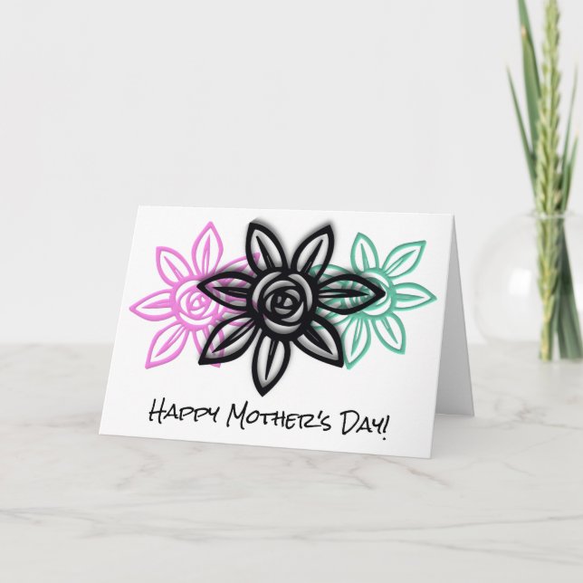 Carte de fête des mères florales aux couleurs simp (Devant)