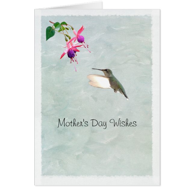 Carte de Fête des Mères Fuschia et Colibri (Devant)
