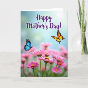 Carte de Fête des Mères Joyeuse avec Fleur Rose