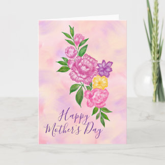 Carte de fête des mères joyeuse avec fleurs vibran