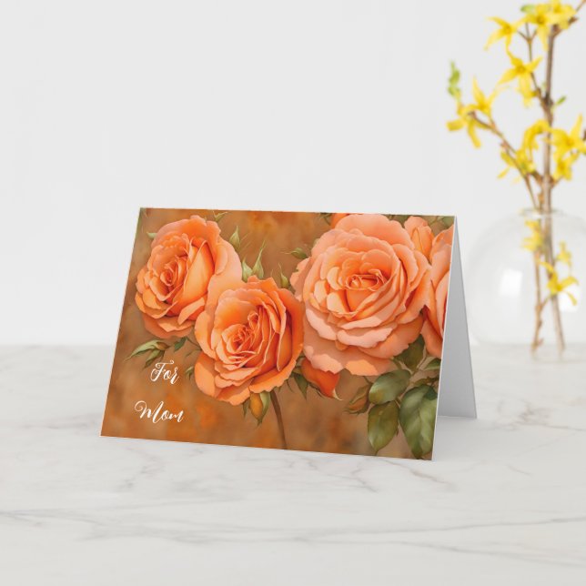 Carte de fête des mères Orange Roses Art (Fleur jaune)