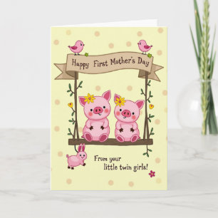 Carte de fête des mères pour cochonnets mignons