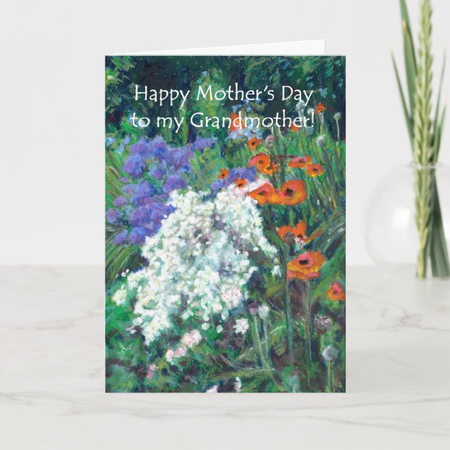 Carte de fête des mères pour grand-mère - Jardin d (Devant)