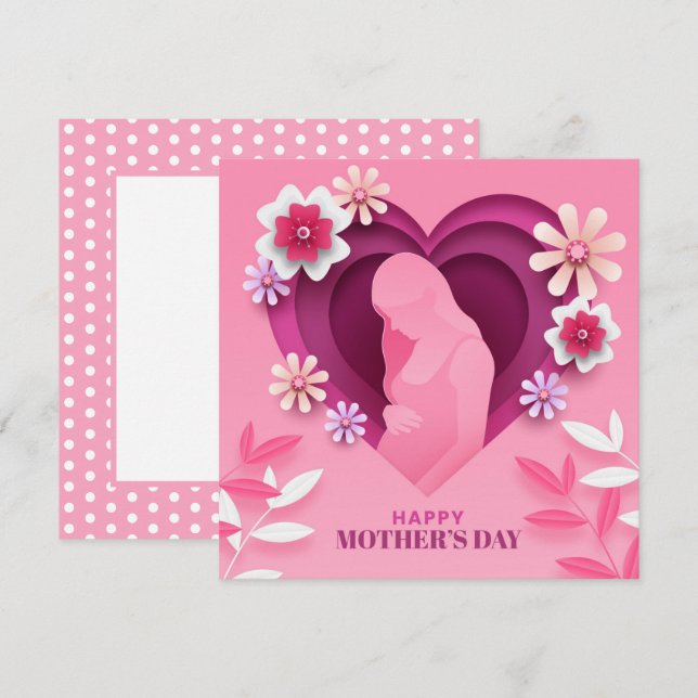 Carte de fête des mères pour les futures mamans (Devant / Derrière)