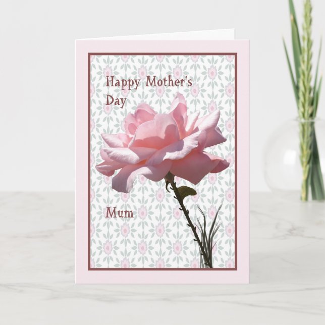Carte de fête des mères pour maman rose rose (Devant)