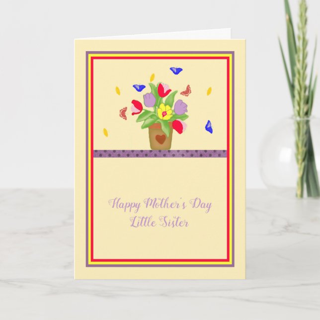 Carte de fête des mères pour petite soeur, Pot à f (Devant)