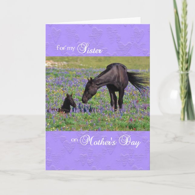 Carte de fête des mères pour soeur Mustang Mare av (Devant)