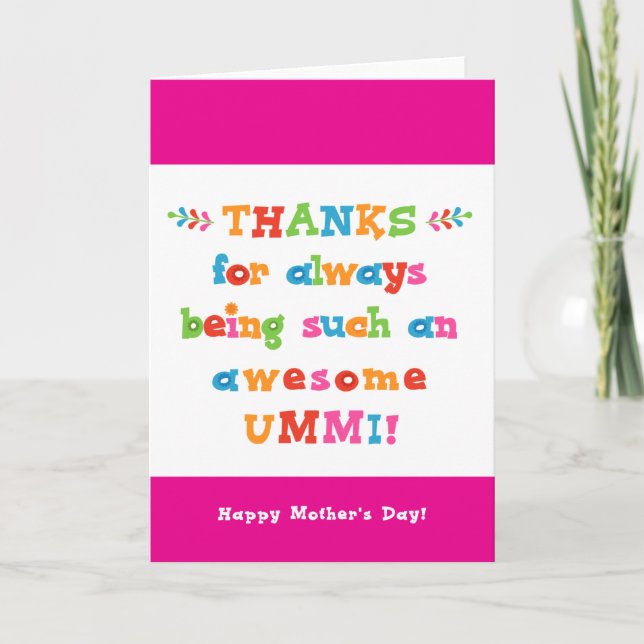 Carte de fête des mères pour Ummi (Devant)