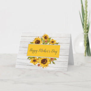 Carte de Fête des Mères Rustic Wood Sunflower Flor