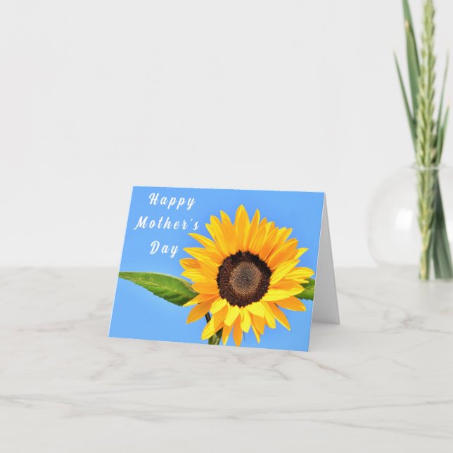 Carte de fête des mères Tournesol jaune sur le cie (Devant)