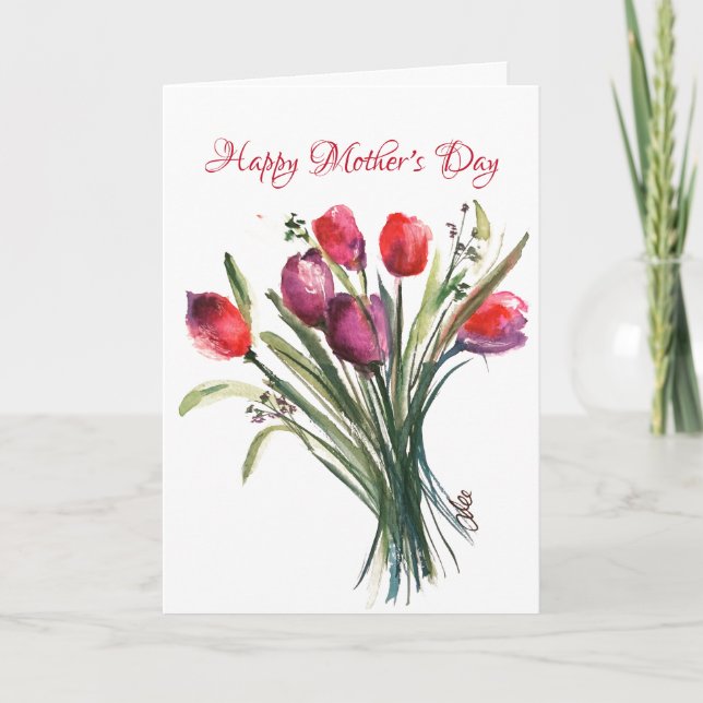 Carte de fête des mères Tulip Bouquet (Devant)
