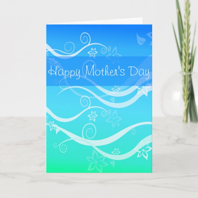 Carte de fête des mères Turquoise Sea White Swirls (Devant)