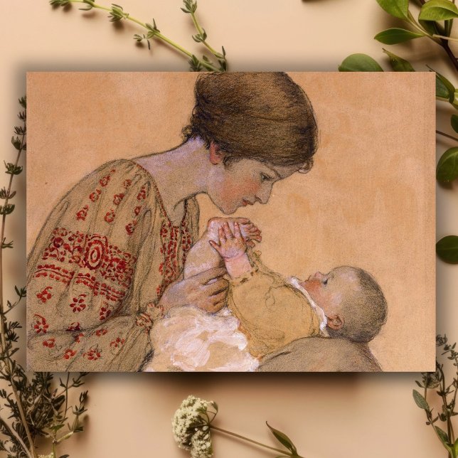 Carte de fête des mères vintage mère et bébé (Créateur téléchargé)