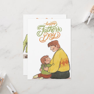 Carte de Fête des Pères aquarelle pour Papa | Cu