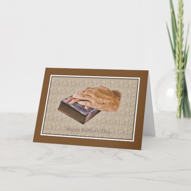 Carte de fête des pères avec la bible et les mains (Devant)