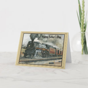 Carte de fête des pères avec le train