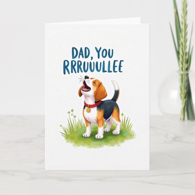 Carte de Fête des Pères avec un chiot joyeux (Devant)
