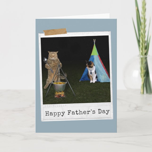 Carte de fête des pères Camping Cats (Devant)