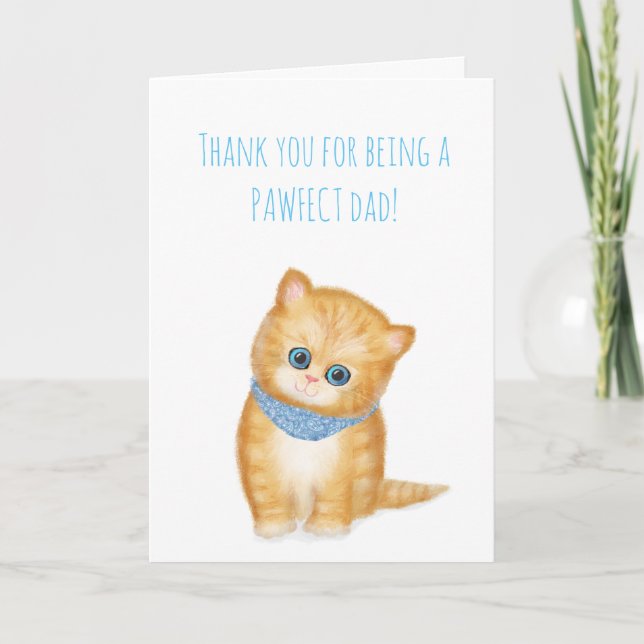 Carte de Fête des pères chaton gingembre mignonne  (Devant)
