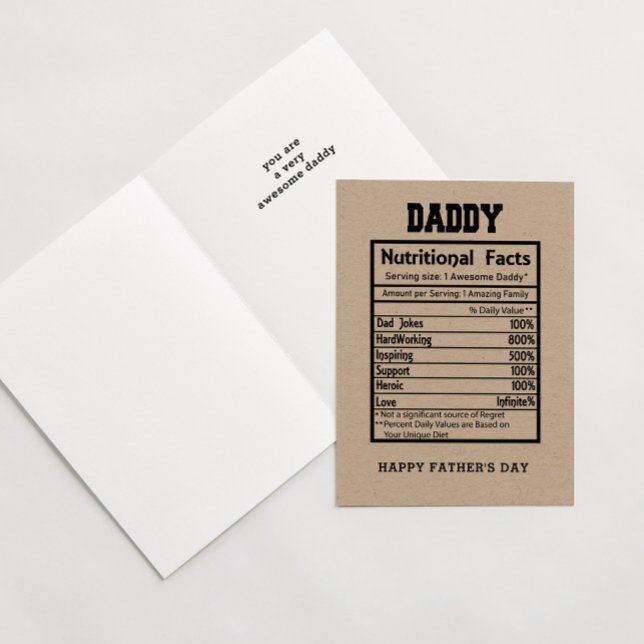 Carte de Fête des pères Daddy Nutritional Facts (Créateur téléchargé)