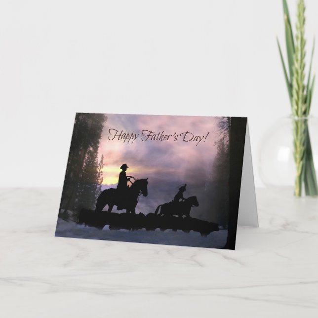 Carte de Fête des pères de Cowboy Happy avec Petit (Devant)