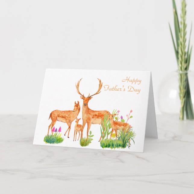 Carte de fête des pères de famille de cerfs (Devant)
