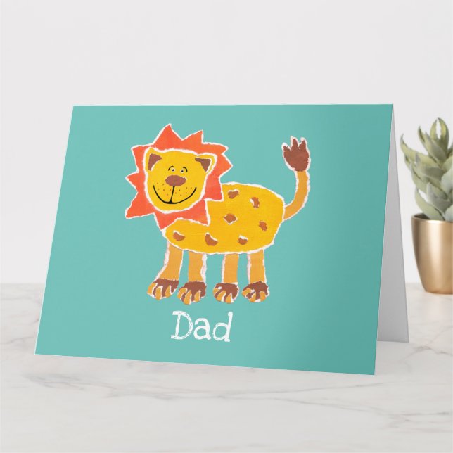 Carte de Fête des pères de lion mignon personnalis (Petite plante)