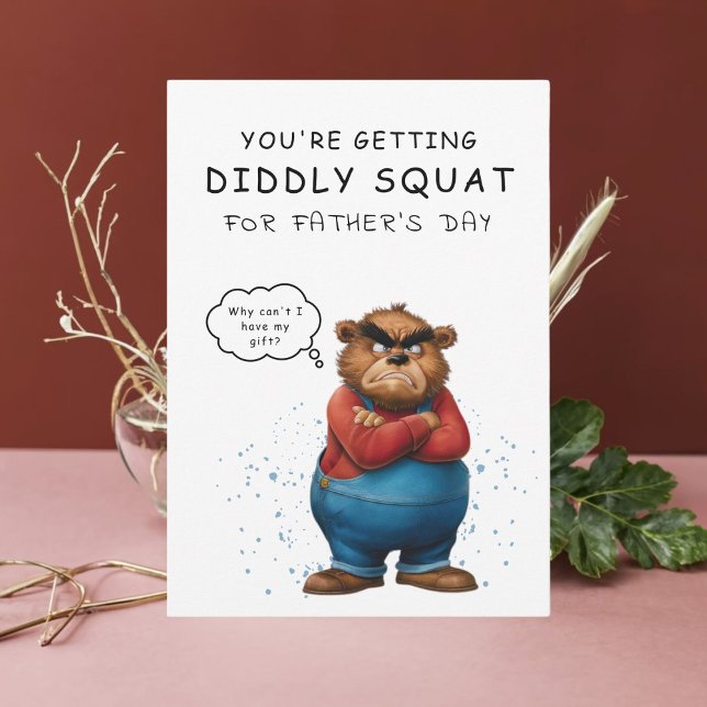 Carte de Fête des pères de l'ours grincheux (Brighten Dad's day with a touch of humor and our Funny Grumpy Bear Father's Day Card! )