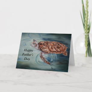 Carte de fête des pères de tortue de mer verte