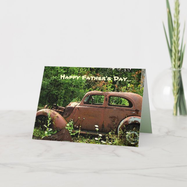 Carte de Fête des pères de voiture antique (Devant)