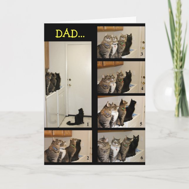 Carte de Fête des pères de vol contre chat (Devant)