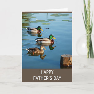 Carte de fête des pères douce aux canards émeraude