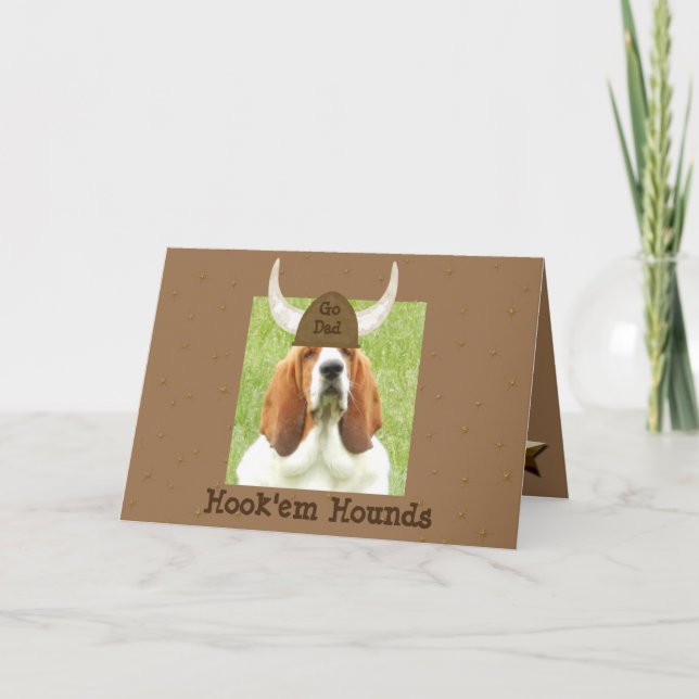 Carte de Fête des pères "Hook'em Hounds" avec Bass (Devant)